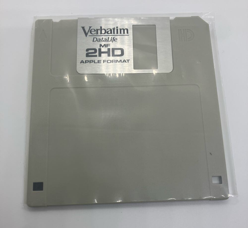 Apple Format 3.5” Floppy Disk Vintage Verbatim DataLife 2HD Plastic Sleeve VTG